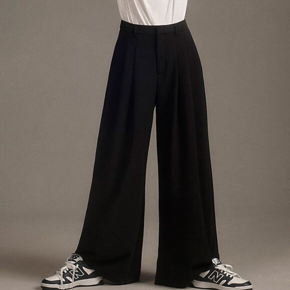 anthropologie The Avery Pleated Wide-Leg Trousers by Maeve size 4 black new nwt - Picture 3 of 9